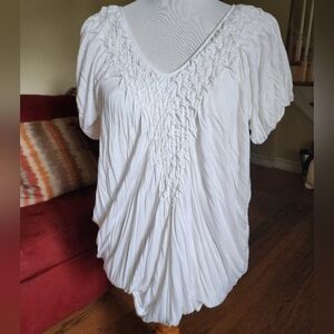 Anthropologie Leifsdottir White Textured Blouse